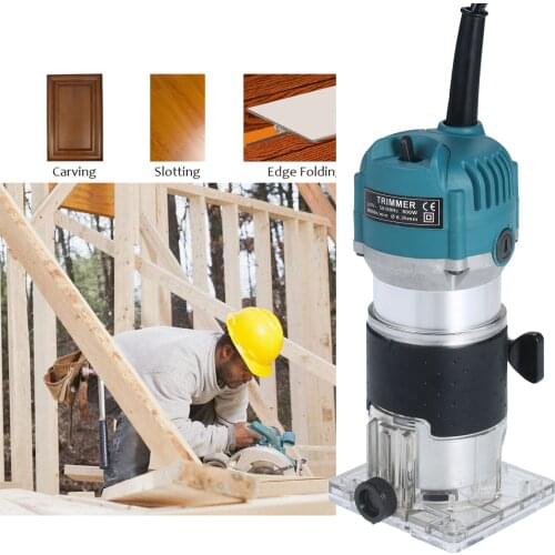 220V 800W Trim Router 30000r/min with Transparent Base Edge Guide Wood Laminate Electric Trimmer Compact Palm Router Corded