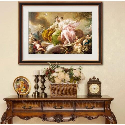 Europe Retro Angel Notre Dame Goddess Canvas Oil Painting Living Room Wall Art Dining Prints Hallway Pictures Home Bedroom Decor