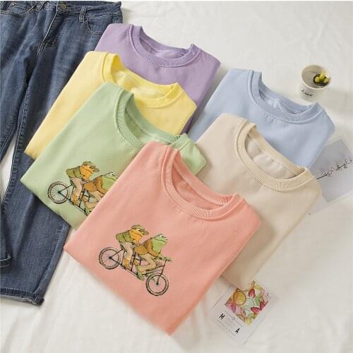 Cotton Oversized Sweatshirt Women Crewneck Pullover Female Retro Fun Ulzzang Hoody Streetwear Ladies Vintage Cartoon Clothing