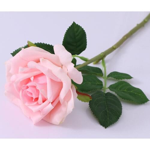 Real Touch Artificial Pink White Roses Wedding Flowers Latex Fake Rose Branch Flower Arrangement Farmhouse Decor Home Decoration