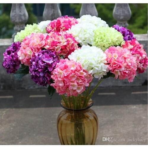 Dia of 22cm Flower Head 80cm 31.5"Long Artificial Silk Flowers Single Hydrangeas Craft Ornament for Wedding Home Party Decoratio
