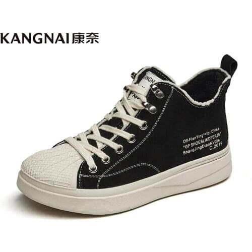 KANGNAI Women Shoes Canvas Flat Platform Casual Sneakers Lace-Up Winter Warm Thick Sole High Top Skateboard Shoes