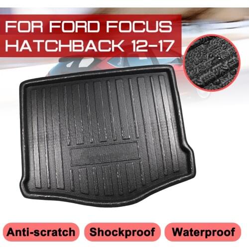 Car Rear Trunk Boot Mat For Ford Focus Hatchback 2012 2013 2014 2015-2017 Waterproof Floor Mats Carpet Anti Mud Tray Cargo Liner