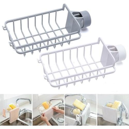 Kitchen Bathroom Sink Faucet Storage Drain Rack Shelf Sponge Soap Dish Cloth Drain Rack Pool Rag Storage Organizer Holder Shelf