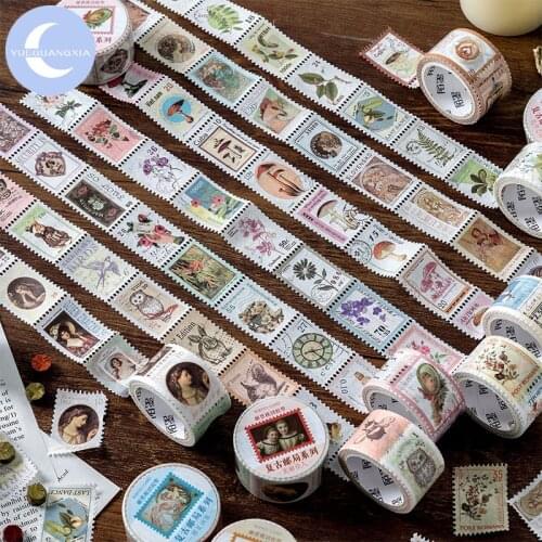 Vintage stamp Plant Washi tape Stick Labels Paper tape Masking tape DIY Scrapbooking material Craft Supplies