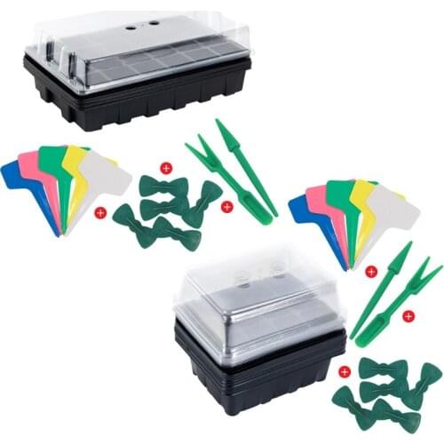 Seedling Tray 12/24 Grid Greenhouse Grow Plant Starter Kit Nursery Pot for Seeds