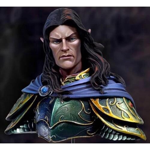1/10 Scale Resin Bust Fantasy Elf Warrior Unpainted Figure Model Kit Free Shipping