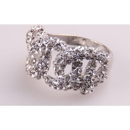 Fashion Large Size three Links Gradient Crystal women Engagement Rings / Promise Ring With SIZES 14