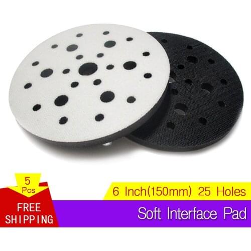 Soft Interface Pad 6 Inch 25 Holes 150mm Hook and Loop Sponge Cushion Pad Damping & Protection Backing Pad Power Tool Parts