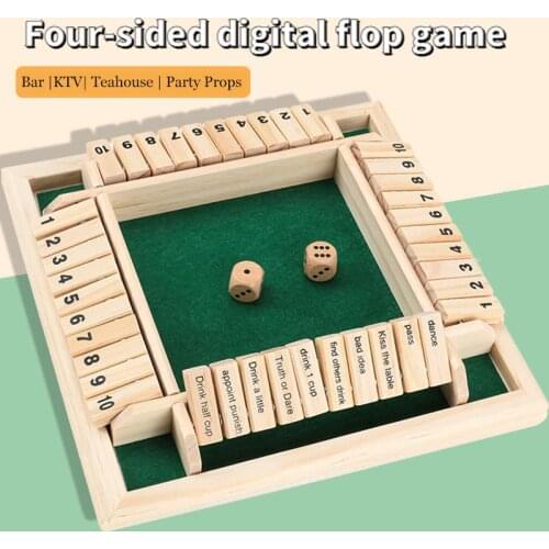 Shut The Box Dice Board Game English Chinese Toys Creative Wooden Flaps Dices Set For Pub KTV Bar Party Drink Props Youth Adult