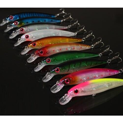 New 10 pies Minnow 11cmm 13.5g Fishing Lures 2M Dive Artificial Bait Plastic Hard Fishing Bait
