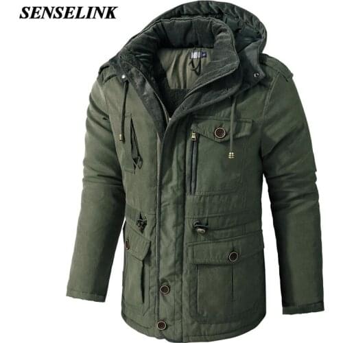 2021 New Winter Warm Wool Lamb Jacket Men Thick Hooded Windproof Parka Coat Solid Color Plus Size Multi Pocket Men Jacket S-2Xl