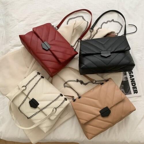 New Casual Chain Crossbody Bags For Women Fashion Simple Shoulder Bag Ladies Designer Handbags PU Leather Messenger Bags