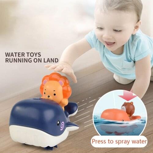 Educational Bath Toys Childrens Whale Clockwork Bath Toy Whale Bathtub Shower Baby On The Chain Amphibious Bath Toys