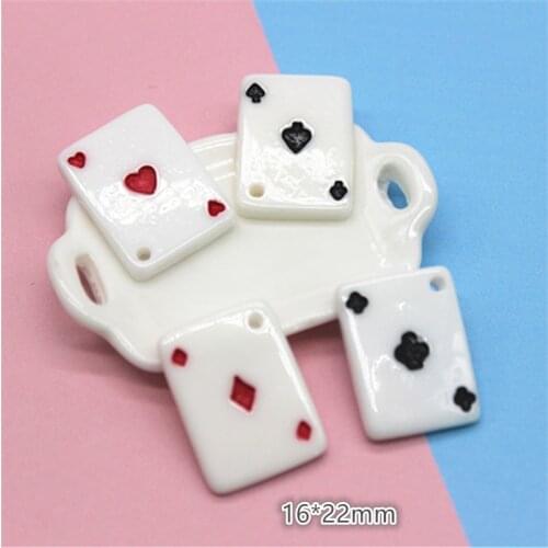 10pcs Resin Simulation Poker Charms Flatback Cabochon DIYJewelry Pendant Making Craft Decoration Accessories,16*22mm