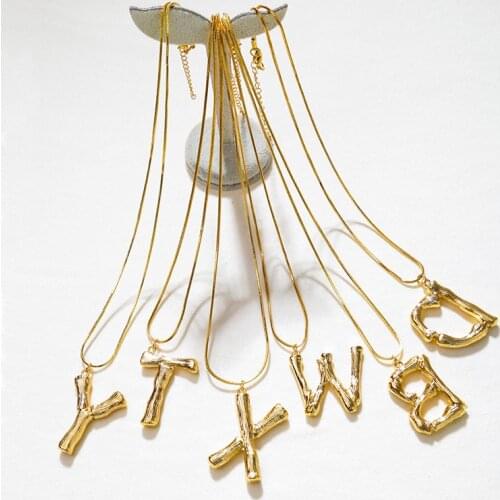 Hot A-Z letter Alphabet necklaces women men HIP HOP gold color Chain Exaggerated Metal Letter Lava jewelry Clavicular chain