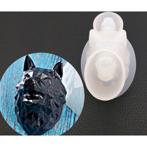 DIY Crystal Epoxy Geometric Mirror Wolf Head Mould Aromatherapy Gypsum Diffuser Stone Decoration Table Decoration Silicone