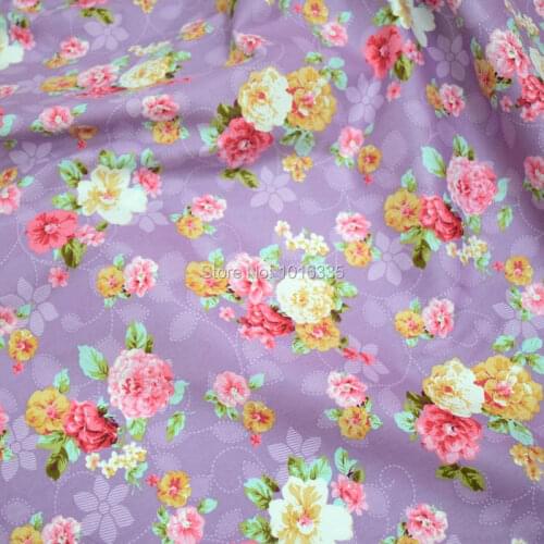 160CM Width Purple Floral Cotton Fabric Rose Printed Cotton Sewing fabric tecido de algodao patchwork