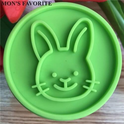Silicone DIY Rabbit Stamps Fondant Cake Mold Biscuit Embossing Cutters Sugar Craft Tool Christmas Decorating