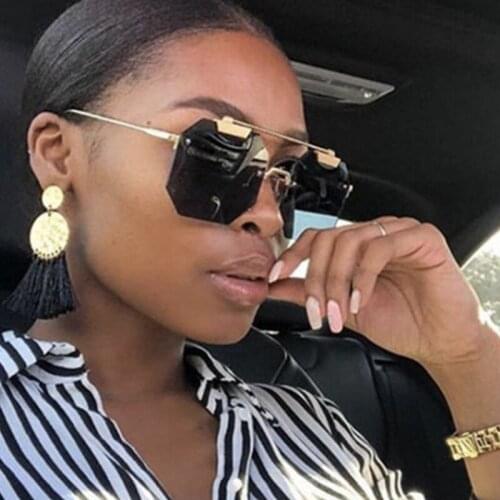 Unique rimless Square sunglasses Women clear shades Trendy transparent sunglasses women 2020 luxury brand Glasses