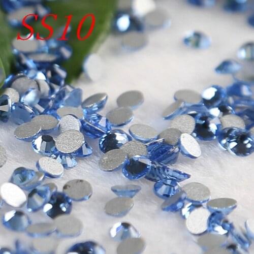 SS10 2.7-2.8mm light sapphire Non Hot Fix Rhinestones Resin Drill wallpaper Mobile Phone Stick DIY Accessaries