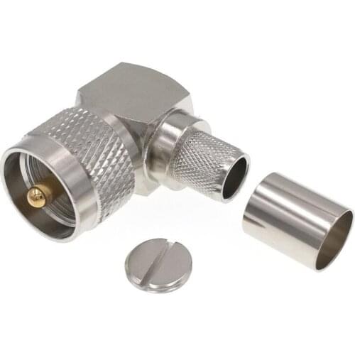 UHF Male PL259 Plug Right Angle Crimp RG8 7DFB RG165 RFC400 RG214 LMR400 RF Coax Connector Adapter