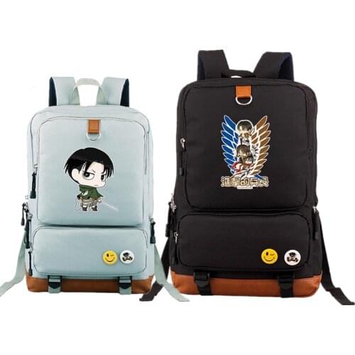Japanese Hot Anime Attack on Titan Levi Cosplay Printing Canvas Backpack School Backpacks for Teenage Girls Fashion Laptop Bags