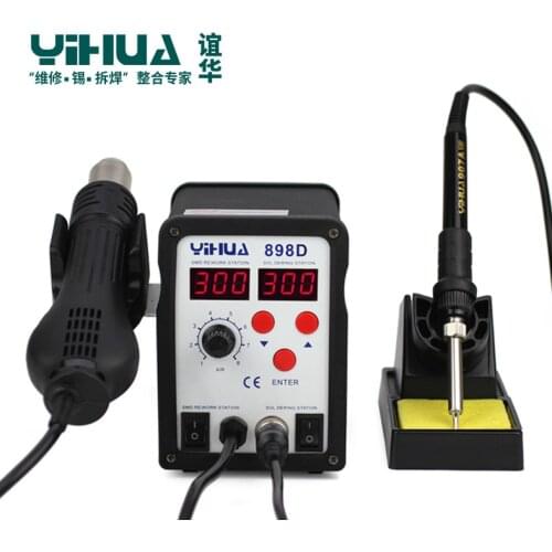 YIHUA 898D Double LED Digital Display Soldering Iron Rework Station SMD Hot Air Soldering Station 2 in 1