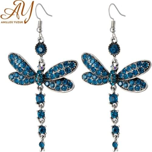 Anillos Yuzuk Charms Sterling Silver Dragonfly Gemstone With Tiny CZ Drop Earrings For Women Fine Jewelry 3 Colors