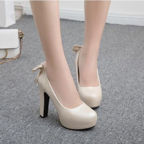 Big Size 18 1 ladies high heels women shoes woman pumps Sweet shallow thick-heeled womens shoes