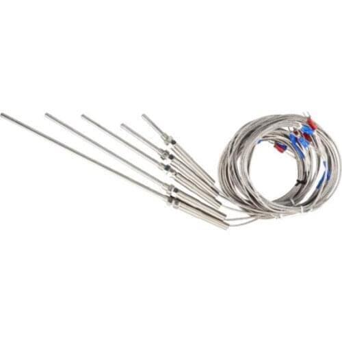 Probe type 50mm K thermocouple probe 0-400C temperature sensor shield wire cable length 1M/2M/3M/4M/5M