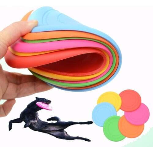 1pcs Funny Silicone Flying Saucer Dog Cat Toy Dog Game Flying Discs Resistant Chew Puppy Training Interactive Pet Supplies