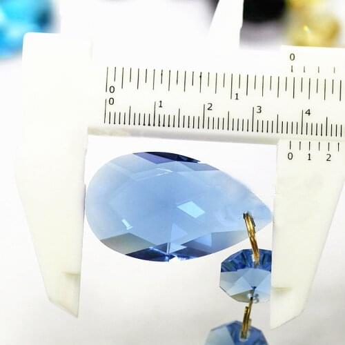 12pcs/lot (105MM) Light Blue Crystal Glass Pendant For chandelier Prisms ( 38mm Crystalangel tear with 3pcs 14mm octagon Beads)
