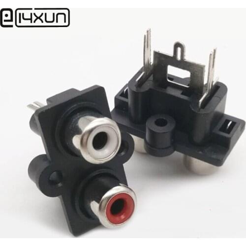 2pcs 2Pole RCA Female Audio Video Plug jack red + white input AV Socket Connector with 180 Degrees Pin