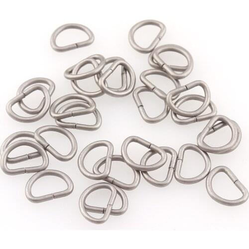 200pcs/lot Mini Metal Dee D Rings Buckles 8mm Webbing Backpack Bag Pets Collar Leathercraft Strap Sewing Parts Accessory Silver