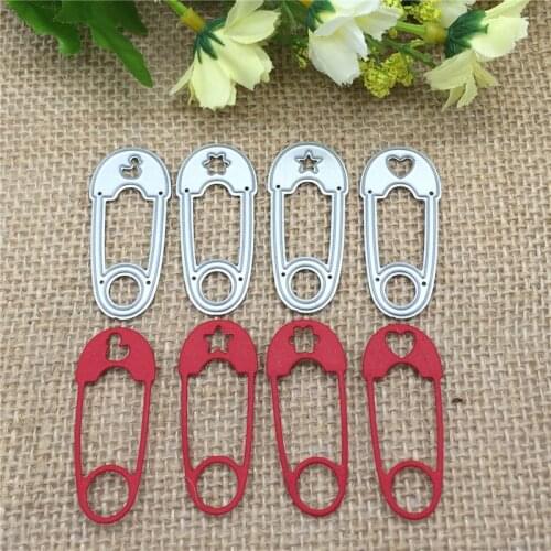 4pcs Safety Pin Metal Cutting Dies Stencil Scrapbooking Photo Album Card Paper Embossing Craft DIY