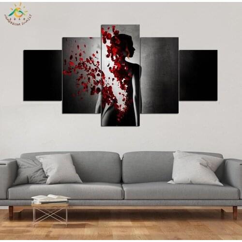 Abstract Flower Black 3-5 Panels wall pictures posters and prints wall art canvas painting for living room wall decoration home