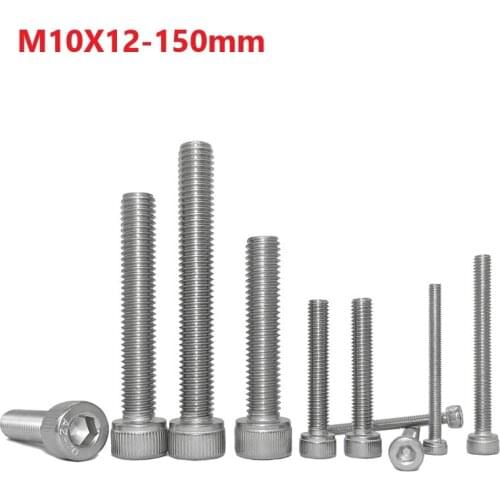 M10 Hex Socket Bolts 304Stainless Steel Extend Screws 10mm X12 30 35 40 45 50 55 75 80 85 90 95 100 110 120 130 140 150mm