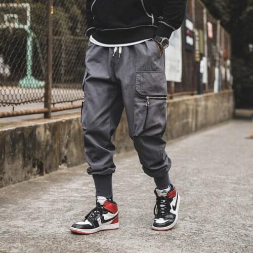 Hip Hop Men Fashion Joggers Pants Nice Mens Big Pockets Elastic Waist Ankle-Length Pencil Sweatpants Male Overalls Harem Pants