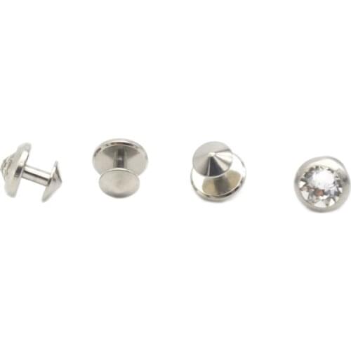 Dermal Anchors 4mm Top Clear Jeweled Titanium Grade 23 Piercing Skin Diver single piece