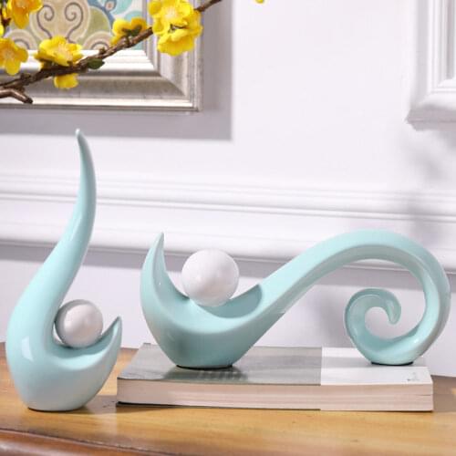Modern Simple Ceramic Note Lover Figurines Decoration Crafts Home Office Cafe Desktop Light Blue Porcelain Ornament Wedding Gift
