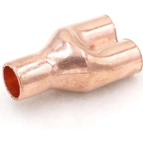 12.7mm 1/2" inch Inner Diameter Copper End Feed Equal Y-type 3 Way Pipe Fitting Plumbing for water oil