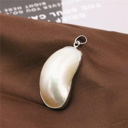 Hot Classic Natural White Abalone Shell Oval Necklace Pendant Sweater Chain Accessory Gift Free Shipping Jewelry Making M461