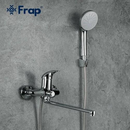 FRAP Bathroom Bathtub Faucet Chrome Shower Faucet Set Mixer with Handheld Cold and Hot Wall Mounted Waterfall Tap