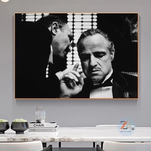 Classic film "The Godfather" black and white poster printing Mafia film picture canvas wall art painting