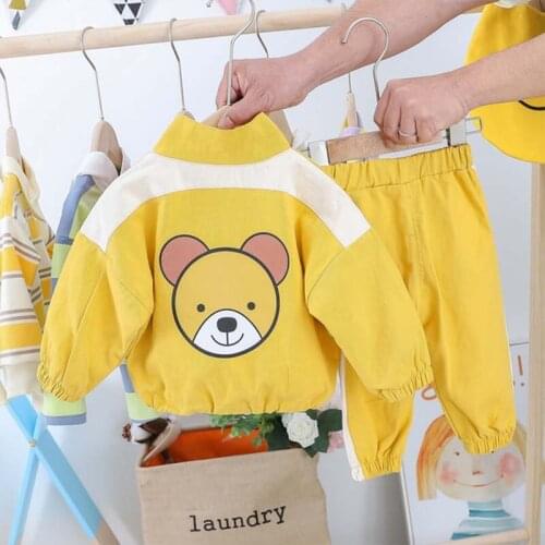 Baby Boy Girl Set Kids Cartoon Jacket + Trousers 2pcs For Children Casual Tracksuit Spring Autumn Coat Kid Infant Clothes Outfit