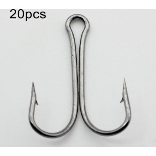 20PCS/SET Durable Use Carbon Steel Fishing Hooks Crank Hook Fly Tying Double Hook For Lure Outdoor Fishing Accessories