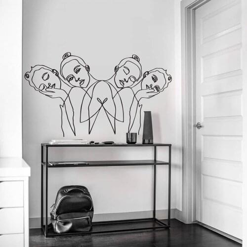 Cartoon Minimalist Hariri - Girls Wall Decal Living Room Beauty Salon Model Fashion Wall Sticker Bedroom Vinyl Decor