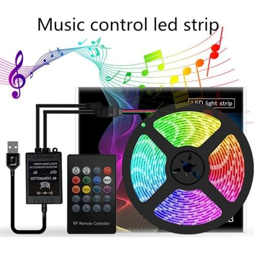 Music LED Strip RGB tape light USB 5V TV Backlight for Party Background Lighting waterproof flexible neon smd 5050 Strips fita