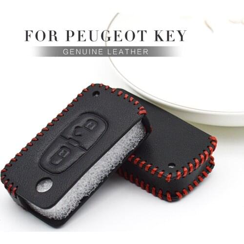 Real Leather Car Key Case Cover For Peugeot 308 SW 106 206 306 107 207 307 407 607 208 408 508 3008 2008 5008 Keychain Holder
